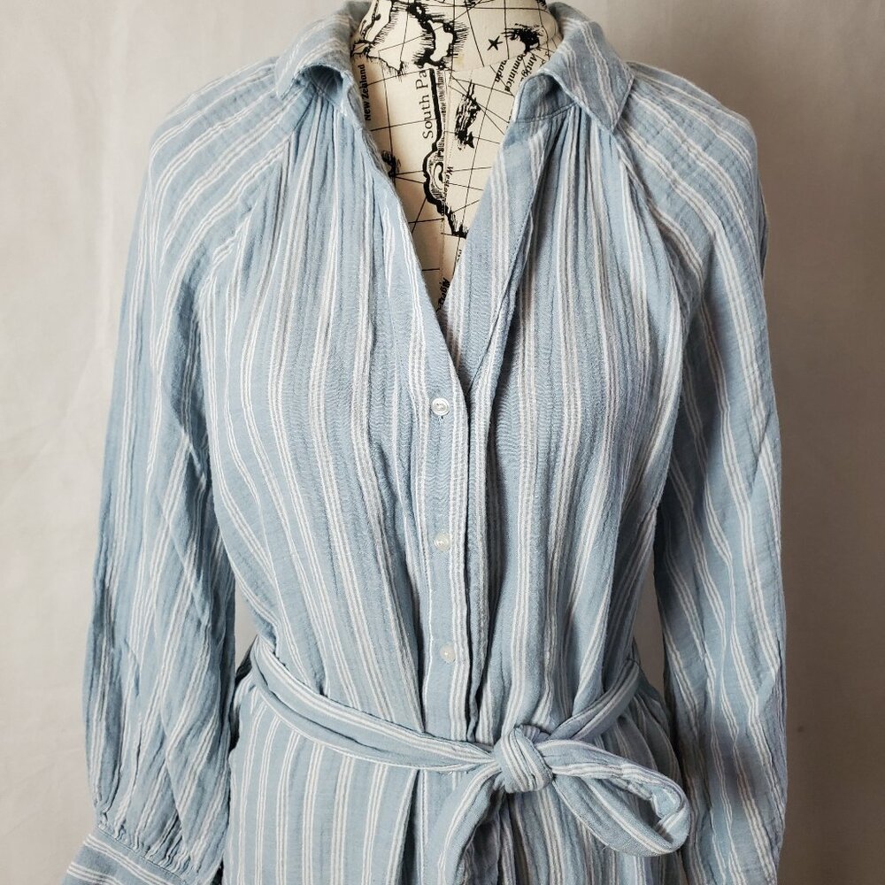 NEW Old Navy Long Sleeve Blue & White Striped Cotton Dress - Large - Picture 3 of 3
